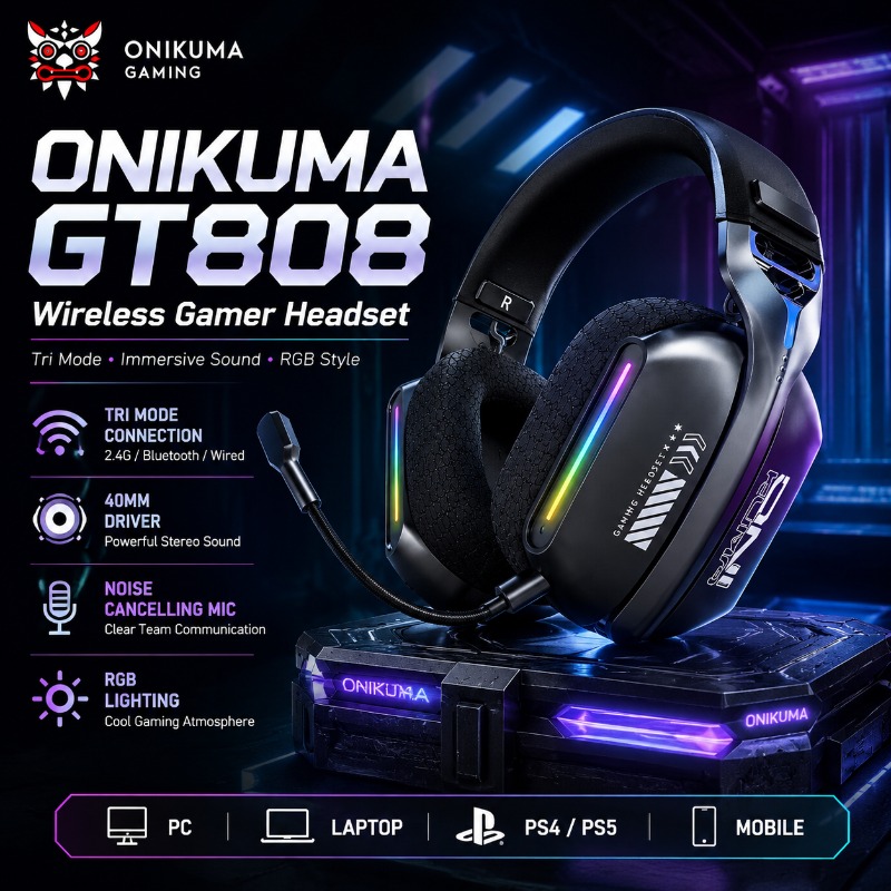 Contact Pickup Mic - ONIKUMA GT808 Kablosuz Oyun Kulaklığı Üç
